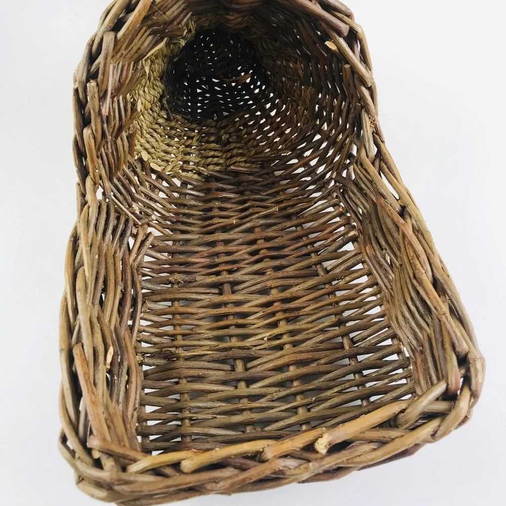 Vintage Woven Wicker Wall Pocket Sconce Basket Hanging Planter